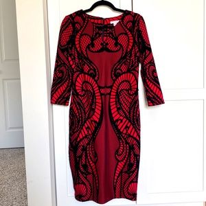 NWT red and black Art Deco Sleeves Dress